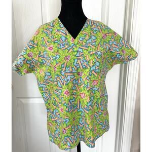 S.C.R.U.B.S. Giraffe Print Scrub Top Size Small